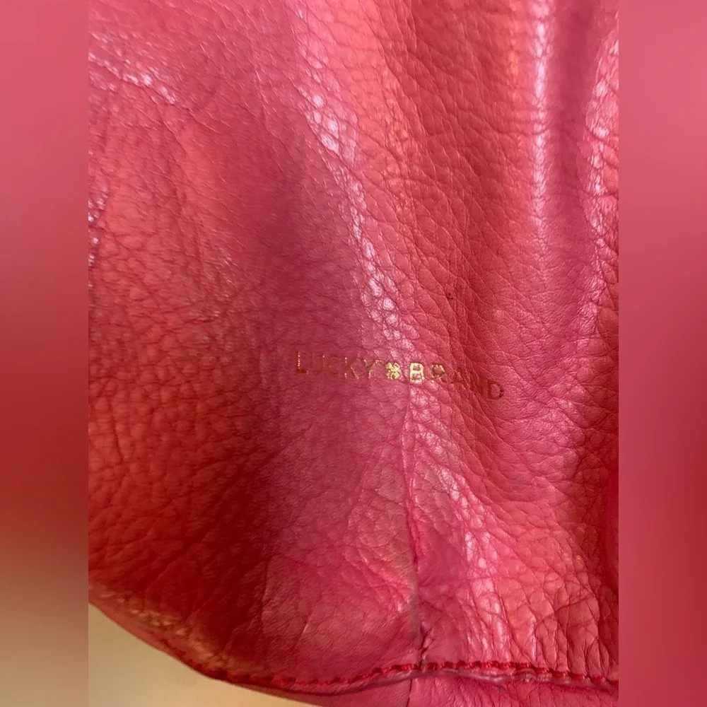 Lucky brand leather pink crossbody purse Bohemian boho hippie grungy festival